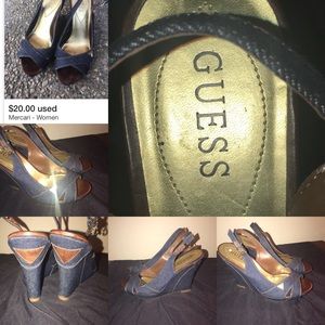 Denim peep toe Guess brand wedges